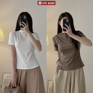 Áo thun nữ VM Shop cổ 3 phân cộc tay co giãn basic thời trang Ulzzang A774 ATU00550