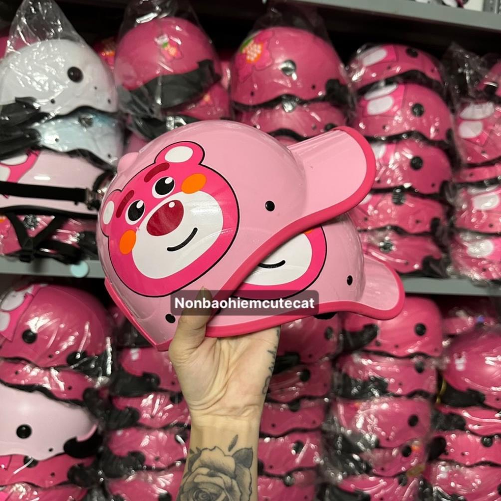 Mũ Bảo Hiểm Nửa Đầu 1/2 Nhiều Tem Siêu HOT, Mũ gấu dâu - Hàng Cao Cấp HÀNG CHẤT LƯỢNG CAO NAM NỮ