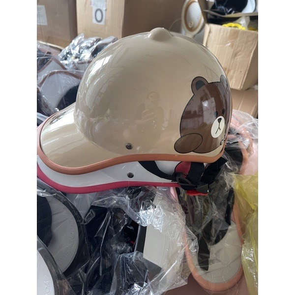 Mũ Bảo Hiểm Nửa Đầu 1/2 Nhiều Tem Siêu HOT, Mũ gấu dâu - Hàng Cao Cấp HÀNG CHẤT LƯỢNG CAO NAM NỮ