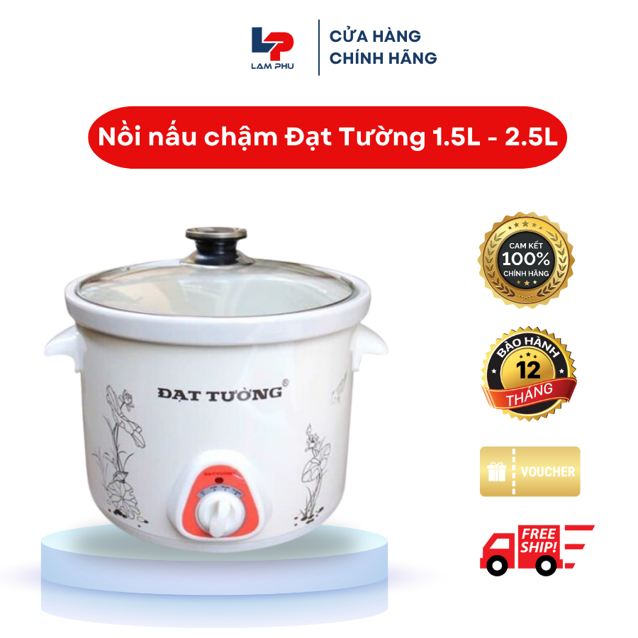 Nồi nấu chậm, nồi kho cá, hầm cháo đa năng Đạt Tường dung tích 1.5L - 2.5L, chính hãng Việt Nam