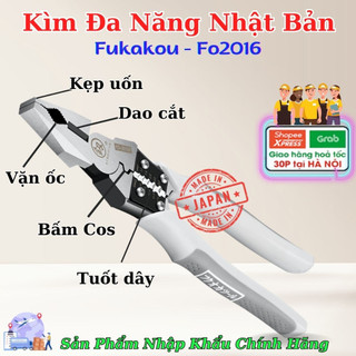 Kìm điện đa năng 5in1 nhập khẩu nhật bản chính hãng, kìm fukouka kẹp-cắt-uốn-tuốt dây điện, dây cáp, bấm cos đa năng