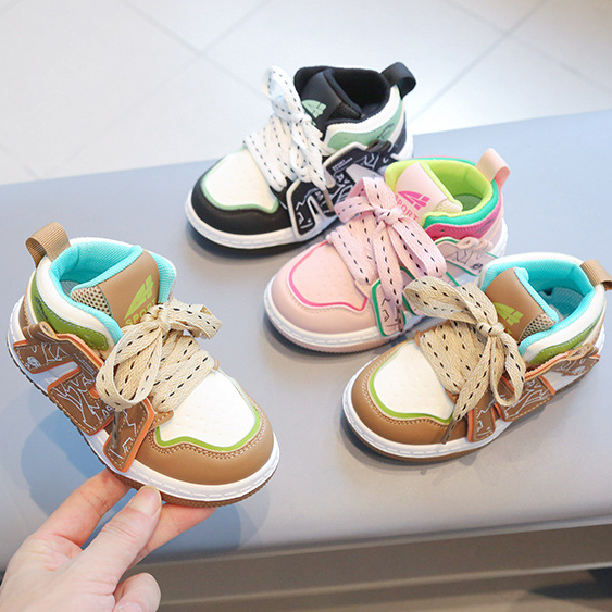 Giày Thể Thao Bé Trai Bé Gái Cao Cổ Từ 1 - 7 Tuổi Quai Dán Phong Cách Thể Thao
