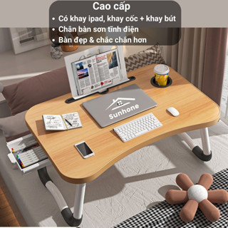  Bàn học gấp gọn thông minh có khe để điện thoại ipad. Bàn mini giá rẻ cho học sinh sinh viên. Chất liệu gỗ ép 