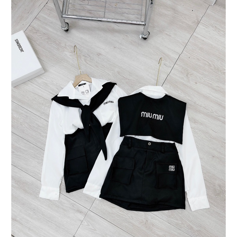 SET 3 MÓN THUỶ THỦ THÊU MIUMIU MIX CHÂN VÁY TÚI HỘP