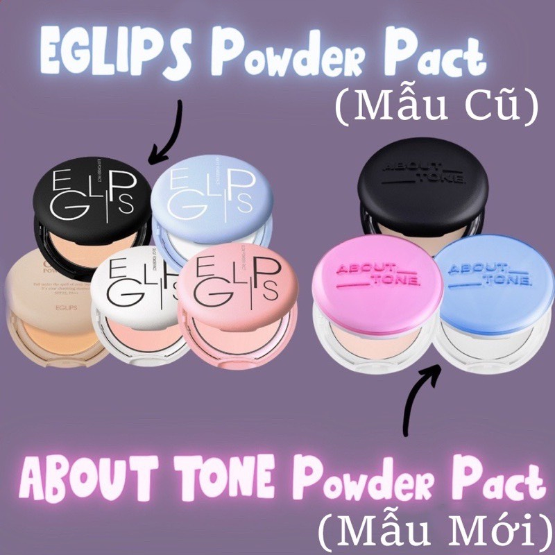 Phấn Phủ Nén Hàn Quốc Eglips About Tone Blur Powder Pact 8g Mẫu Mới [Đen 01- 02- Trắng- Hồng]