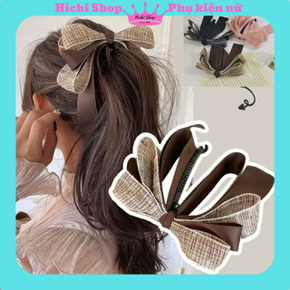 Kẹp phồng tóc nơ điệu, kẹp dọc Hàn Quốc, cặp tóc dọc, nơ kẹp tóc bản to làm phồng tóc