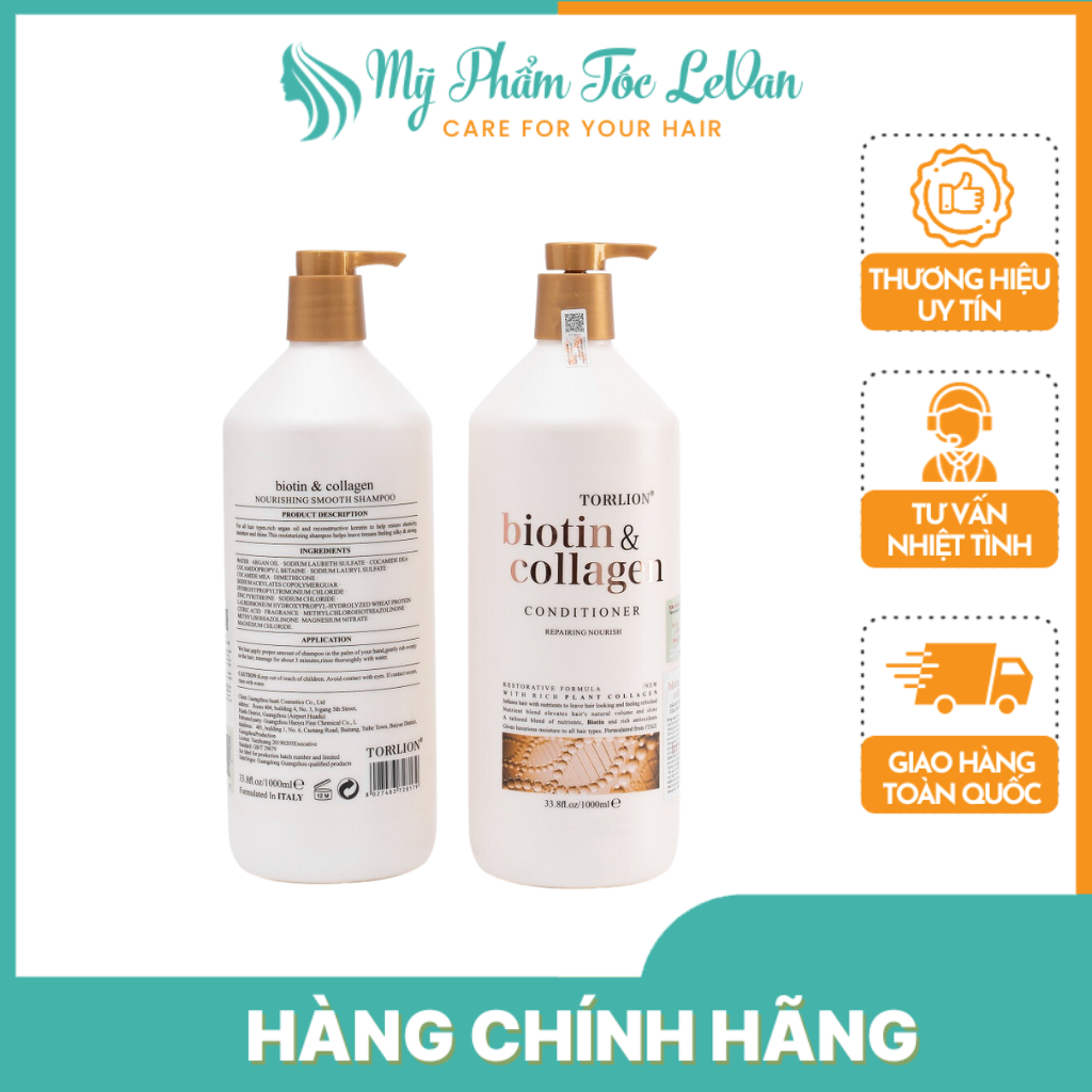 Dầu gội phục hồi tóc hư tổn, dầu gội Biotin & Collagen New TORRLION 1000ml X2 - Mỹ Phẩm Tóc LEVAN
