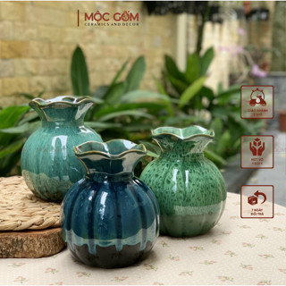  Lọ hoa gốm sứ trang trí nhỏ đẹp - Bình hoa Bát Tràng dáng quả lựu decor chụp ảnh | Mộc Gốm BG103 