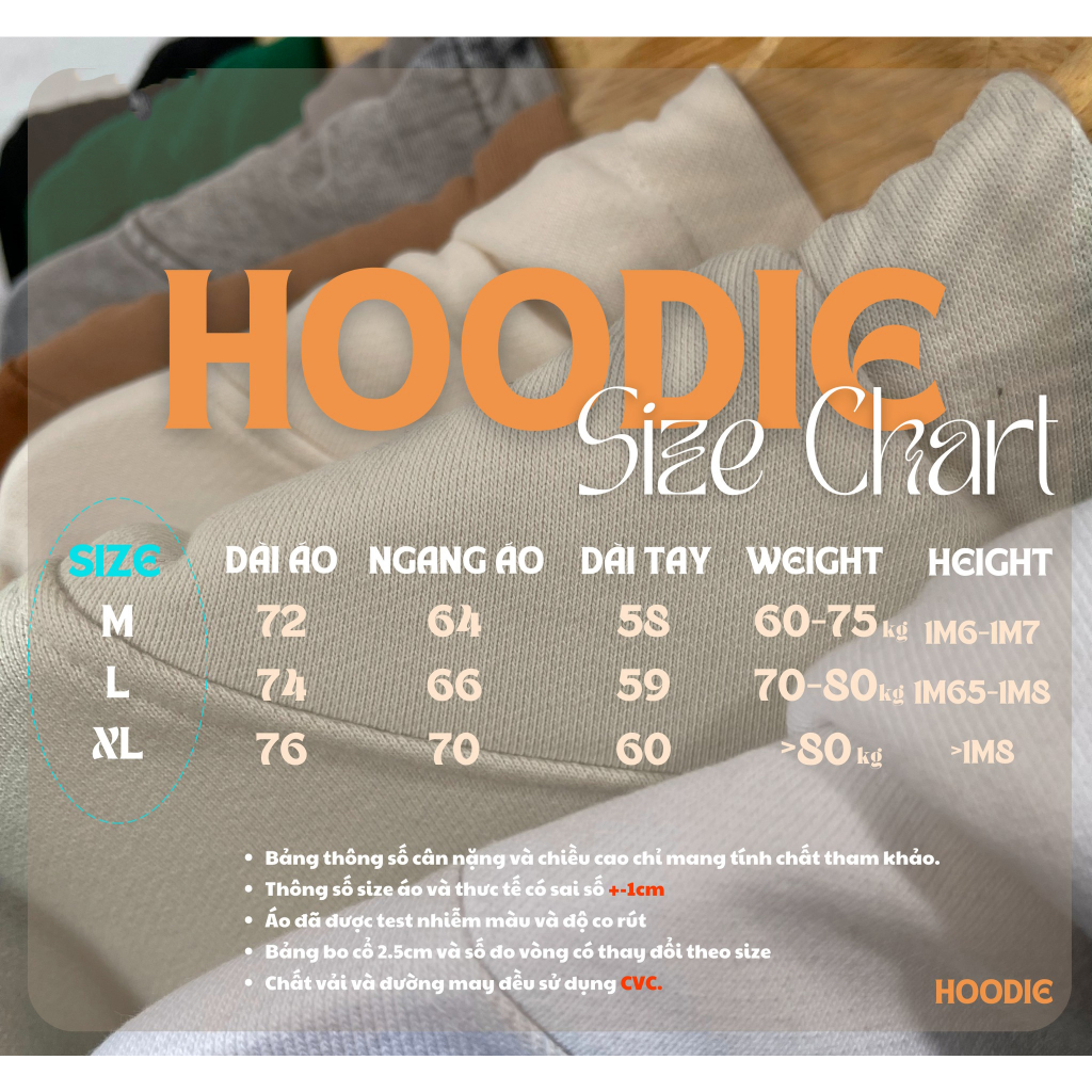 Áo Hoodie trơn chân cua vải 100% COTTON cao cấp