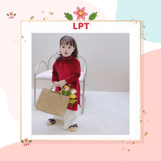 ⭐TẶNG BỜM NGỌC⭐BỘ ÁO DÀI BÉ GÁI CHẤT LIỆU NHUNG HỌA TIẾT HOA SEN ⭐