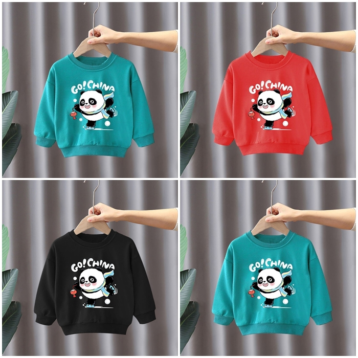 Áo nỉ thu đông dài tay hình gấu trúc 3 màu cho bé