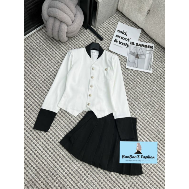 Set áo và chán váy xếp ly tiểu thư