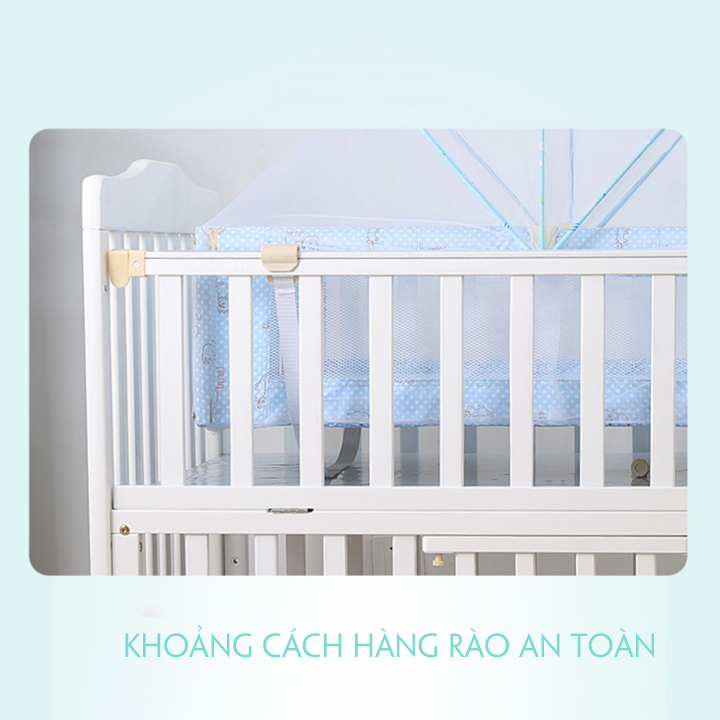 Nôi cũi cho em bé, Cũi gỗ 2 tầng cho bé,  kích thước cũi : 105*60*90cm