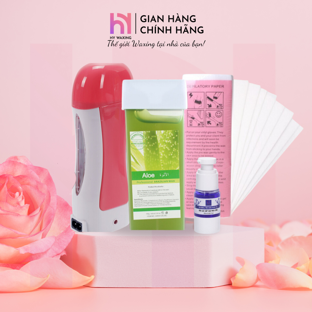 Combo Bộ Máy Đun Sáp Wax Lông Con Lăn Tặng Kèm 50 Tờ Giấy Wax Và 20ml Lau Sáp HY WAXING