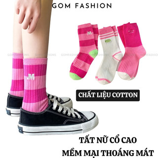 Tất nữ cao cổ GOMTAT tone màu hồng, chất liệu cotton kháng khuẩn khử mùi, êm mềm mịn mát  -CAOHONG-PO-3026-1DOI