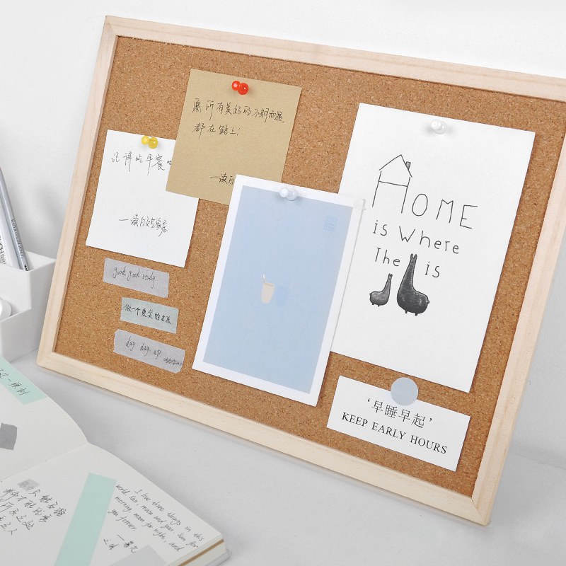 Bảng ghim bần khung gỗ treo tranh ảnh, ghi chú, postcard decor bàn học, bàn làm việc tặng kèm phụ kiện 20*30cm