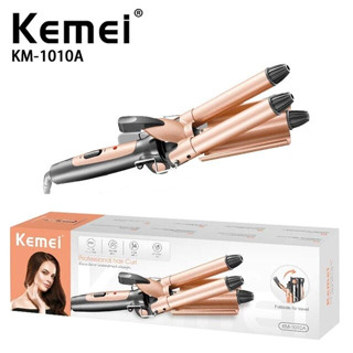 Máy Uốn Tóc 3 Trục Dập Sóng Nước Làm Tóc Đẹp Chuẩn Salon Tóc Có Thể Gấp Gọn Kemei Km 1010A