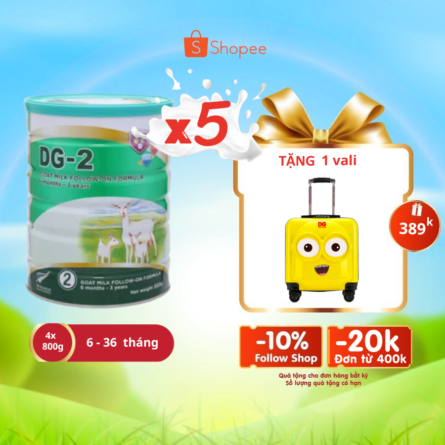 Combo 5 lon sữa Dê DG2 800gr