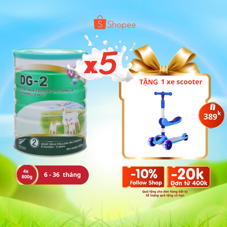 Combo 5 lon sữa Dê DG2 800gr