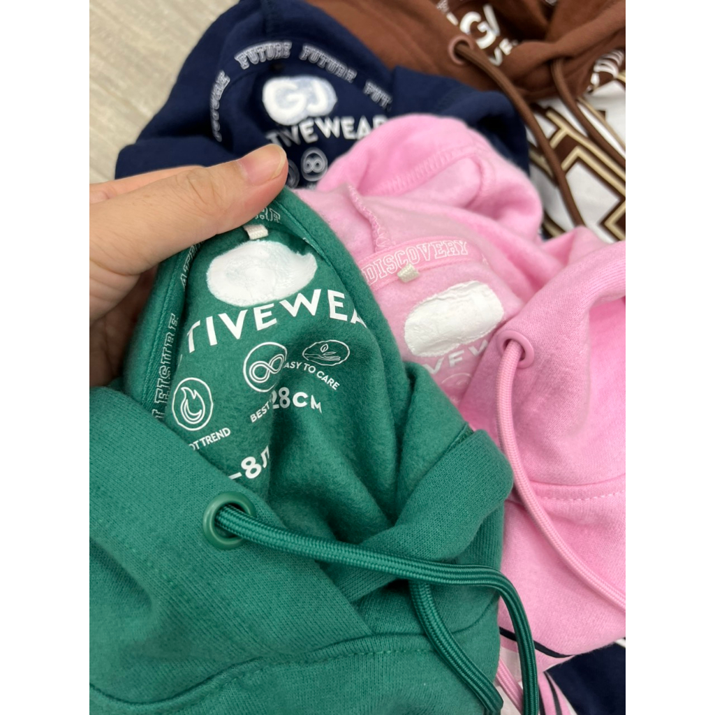 Áo thu đông nỉ Hoodie Phối Chữ Ngực