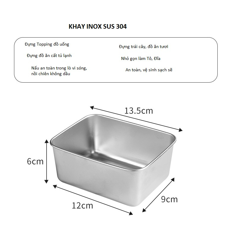 HỘP ĐỰNG THỨC ĂN BẰNG INOX 304. KHAY INOX 304 ĐỰNG THỰC PHẨM CAO CẤP