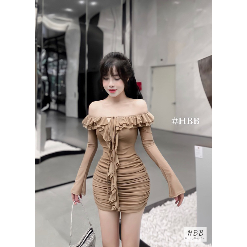 Váy body cổ bèo trễ vai