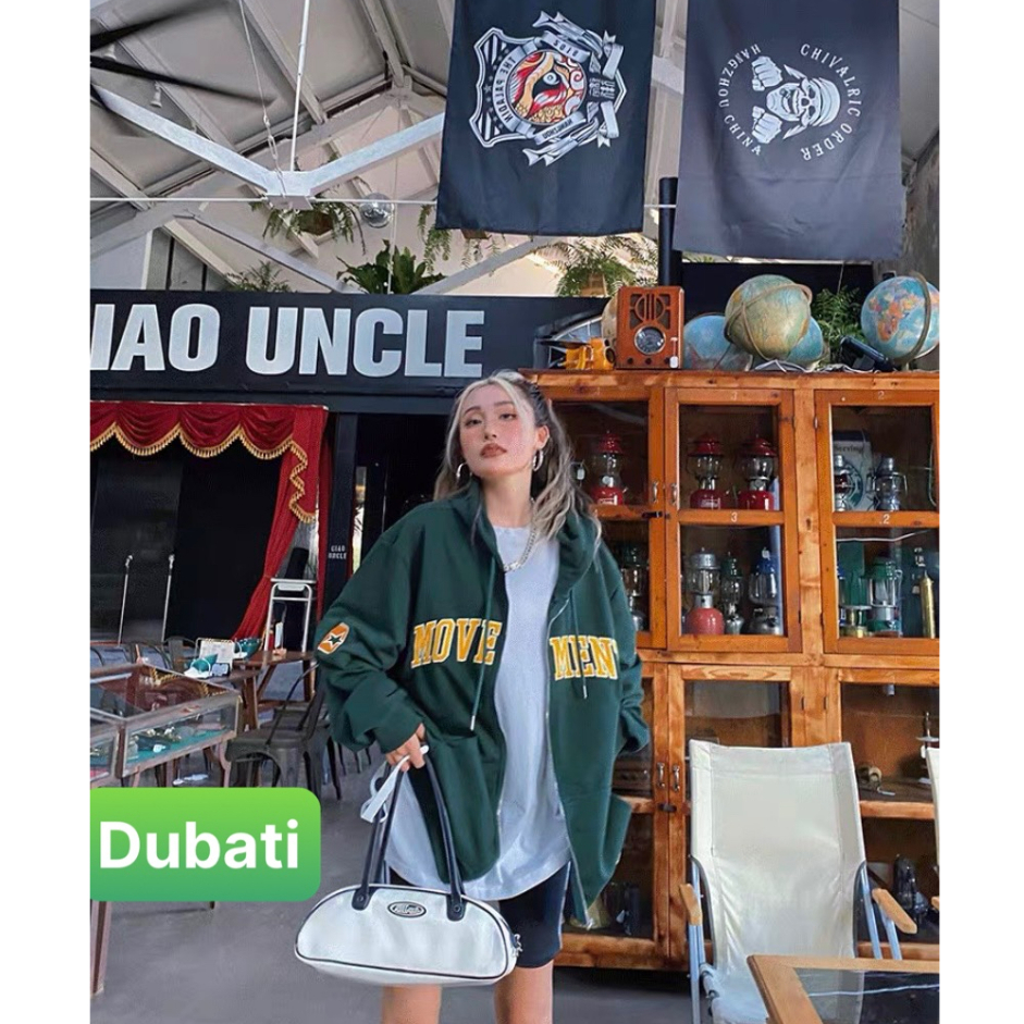 ÁO HOODIE ZIP MOVEMENT, ÁO KHOÁC NỈ HOODIE ZIP MŨ TRÙM FORM RỘNG UNISEX PHONG CÁCH SANG CHẢNH - DUBATI FASHION