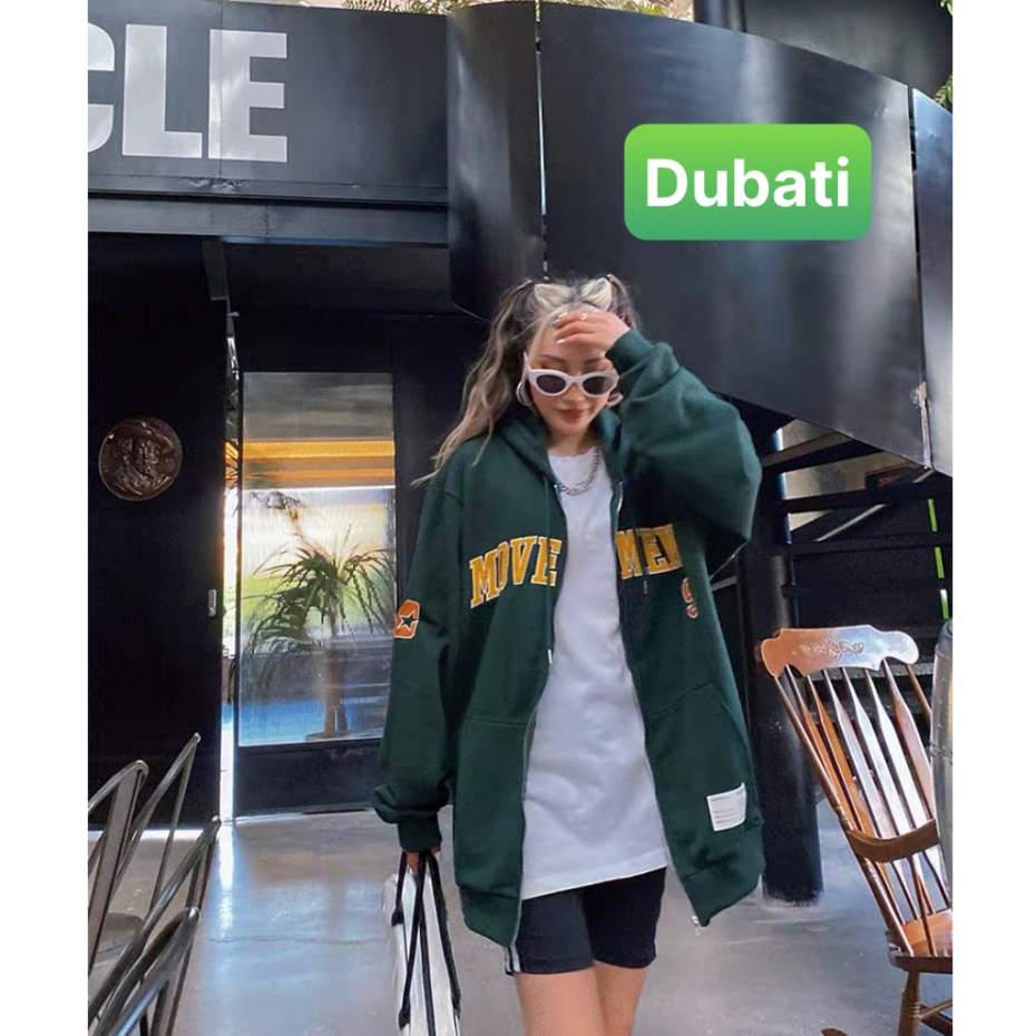 ÁO HOODIE ZIP MOVEMENT, ÁO KHOÁC NỈ HOODIE ZIP MŨ TRÙM FORM RỘNG UNISEX PHONG CÁCH SANG CHẢNH - DUBATI FASHION