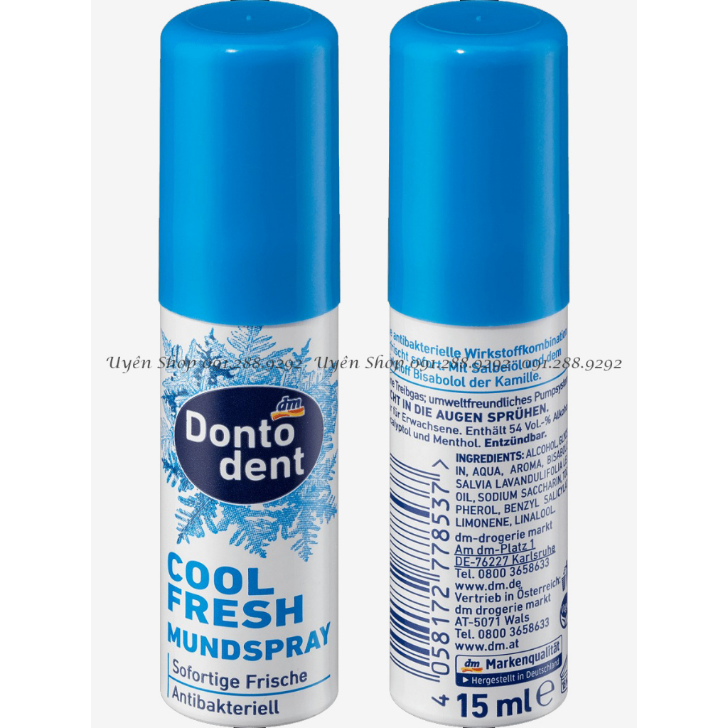 Xịt thơm miệng Dontodent Cool Fresh  chai xịt 15ml