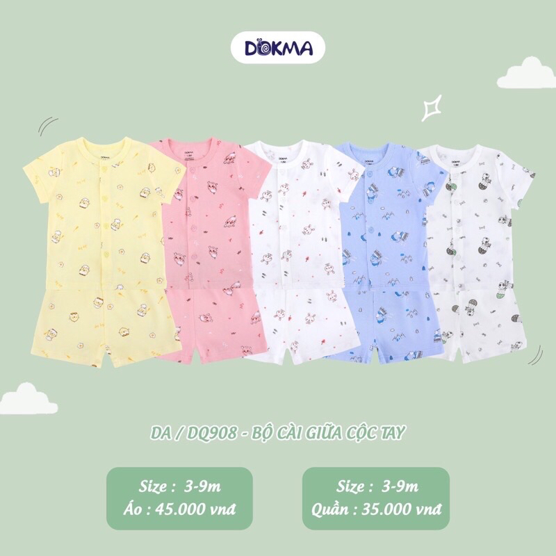 Quần, áo cộc sơ sinh cài cúc Dokma