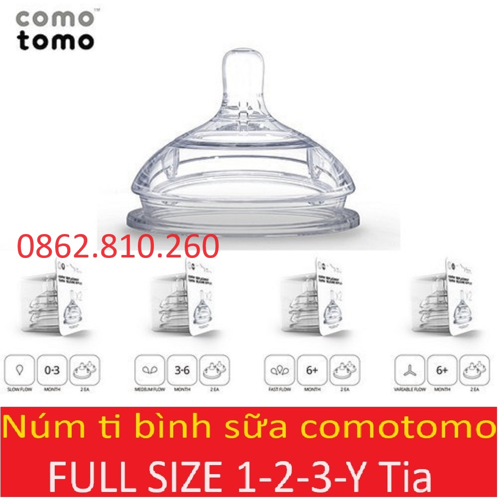 Núm ti thay thế bình sữa como tomo comotomo chất liệu silicon cao cấp