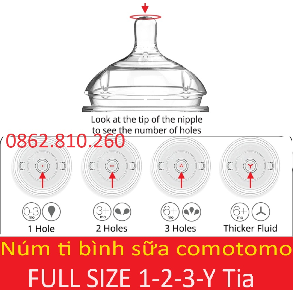 Núm ti thay thế bình sữa como tomo comotomo chất liệu silicon cao cấp