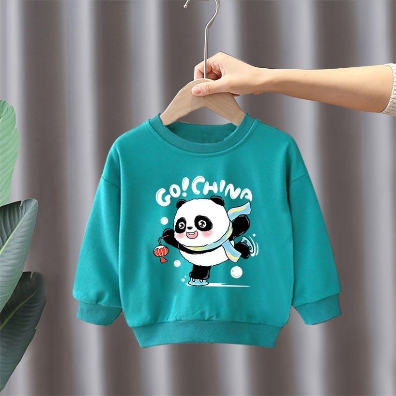 Áo nỉ thu đông dài tay hình gấu trúc 3 màu cho bé