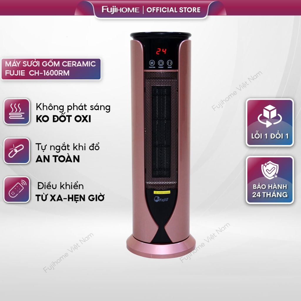 Máy sưởi gốm nhập khẩu không khô da FujiE CH1600RM tiết kiệm điện,quạt sưởi điện mini không đốt oxi tự ngắt