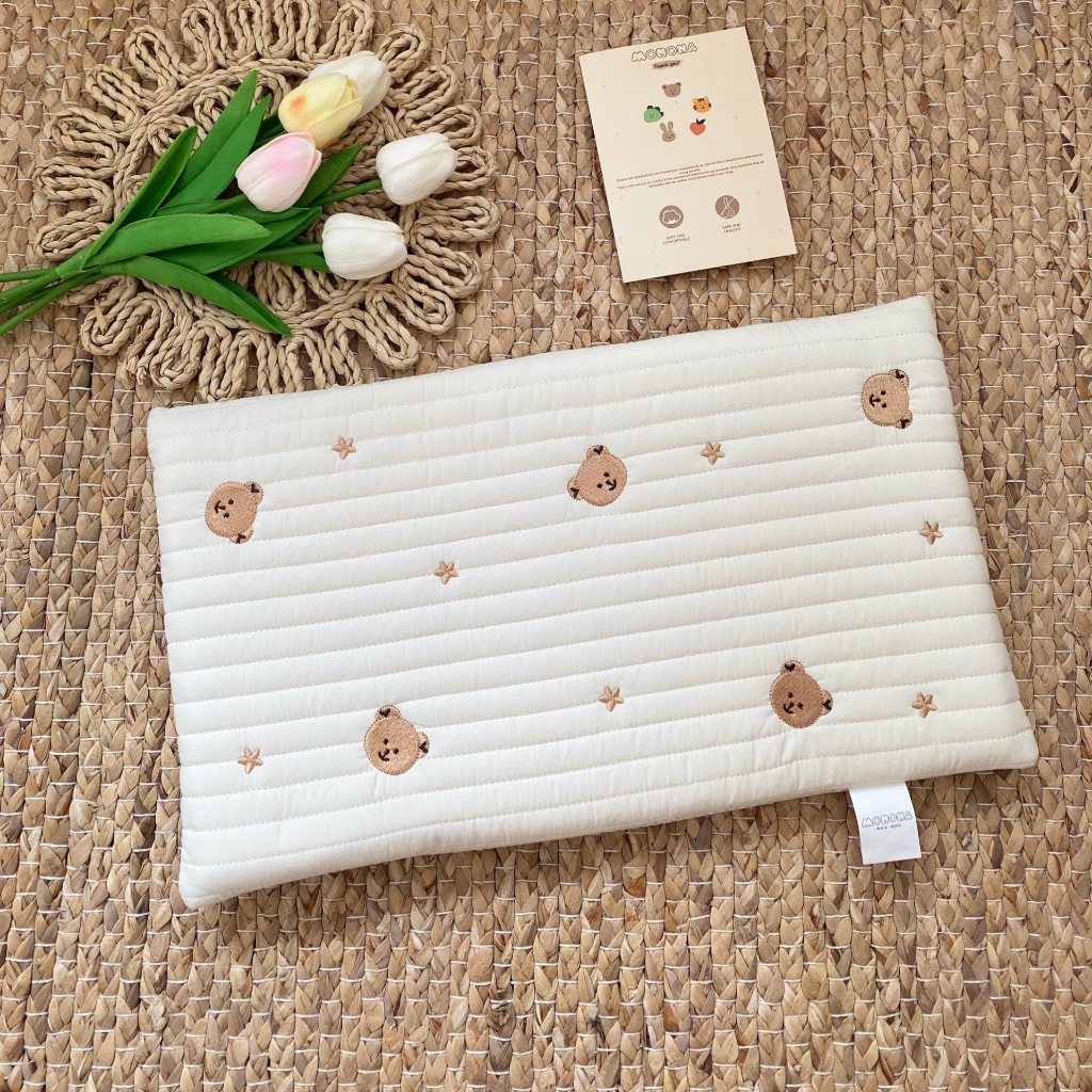 GỐI CAO SU NON Cho Bé Monona Siêu Êm Ái Có Kết Cấu Lỗ Thoáng Khí cho bé 3M+ KT 25 x 45cm