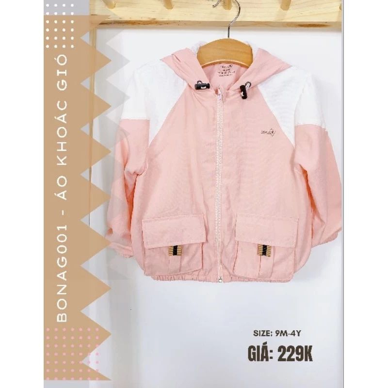 Áo khoác gió Bons99 hai lớp mềm, nhẹ cho bé