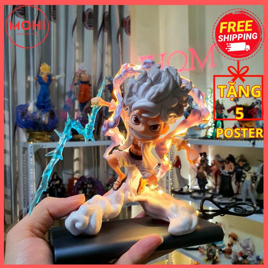 Mô hình Luffy Gear 5 Cầm Sét siêu đẹp, có hộp màu, cao 16cm