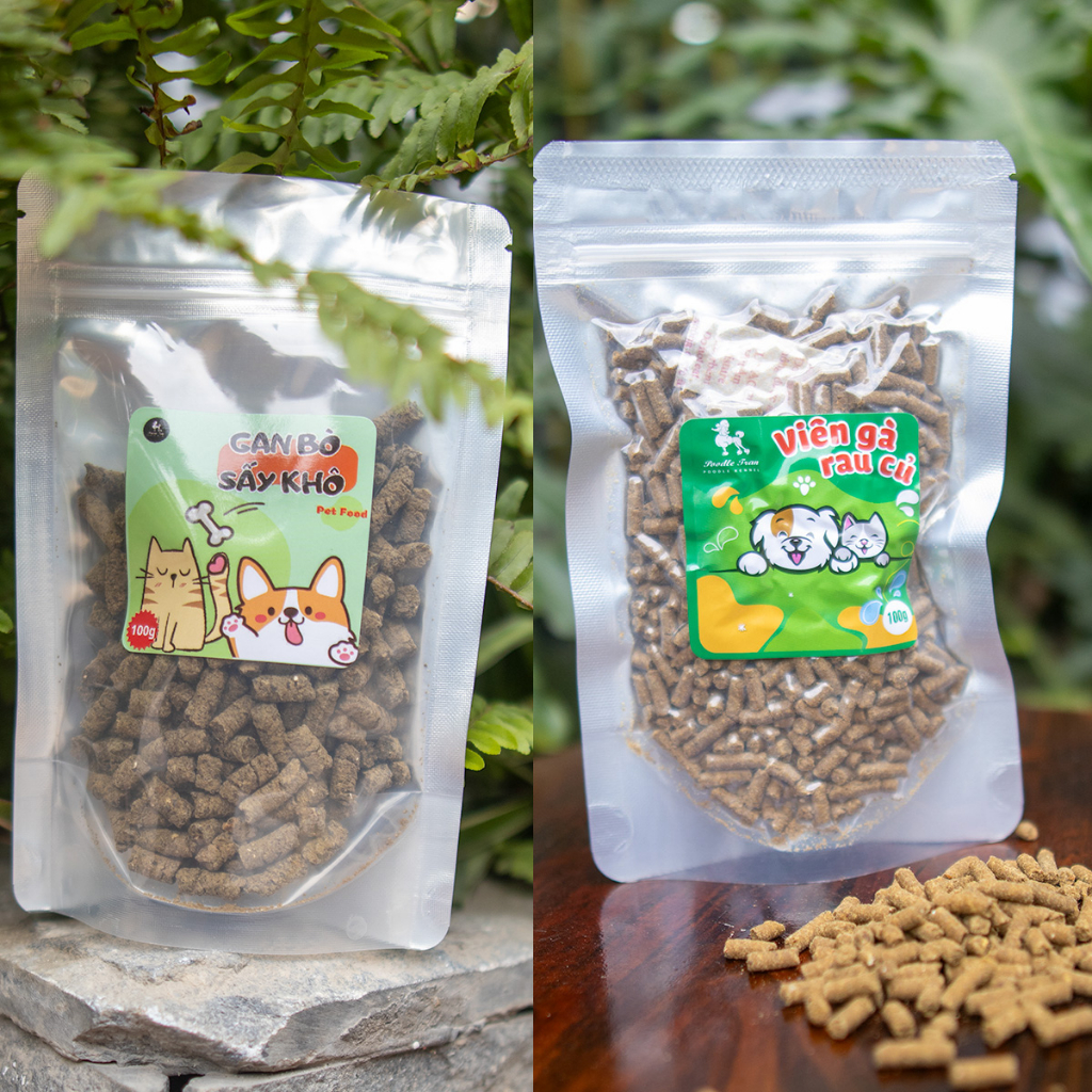 Combo Ăn  Vặt Poodle Trần Viên Gà Rau Củ + Gan Bò Sấy Khô