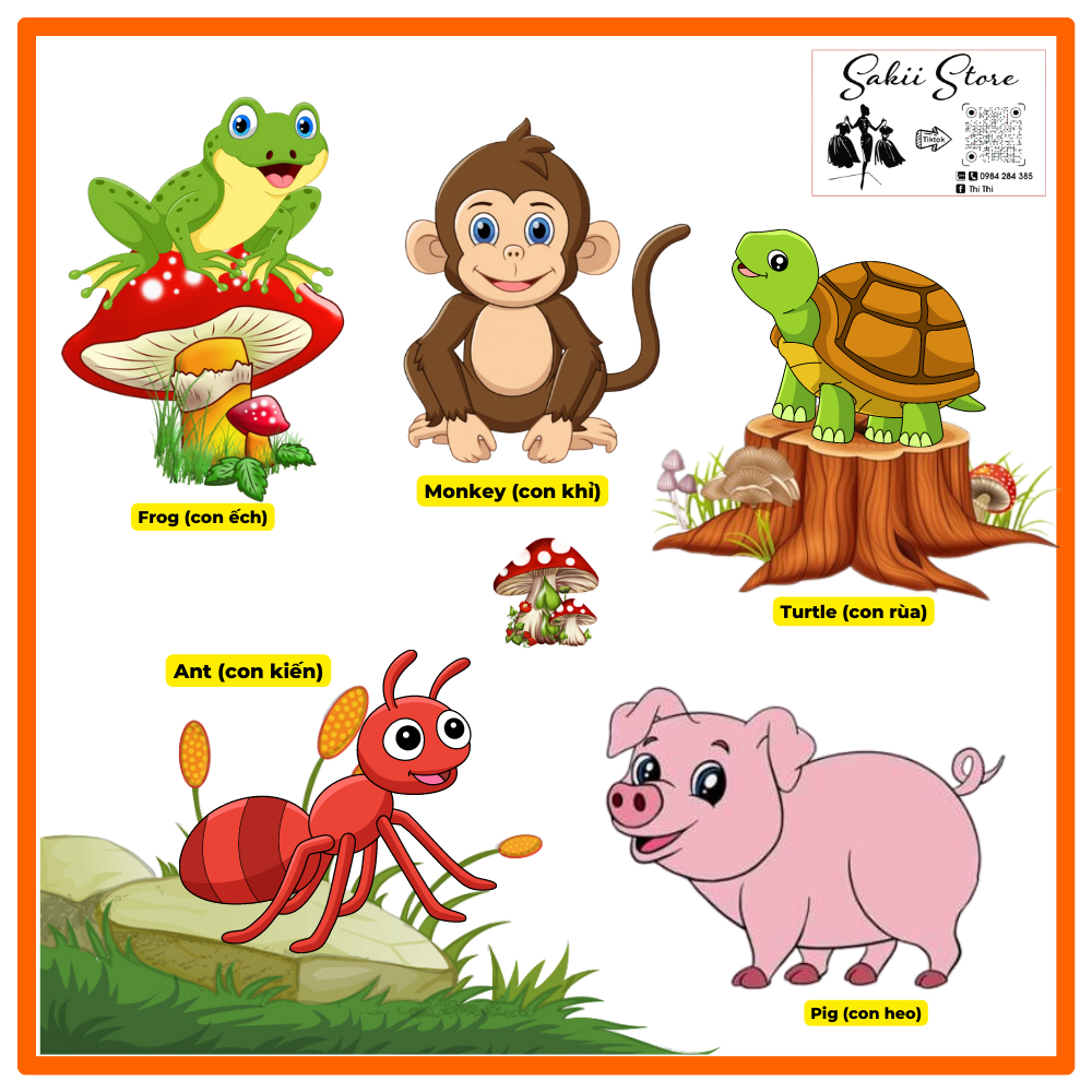 HÌNH ĐỘNG VẬT DECAL CHO BÉ