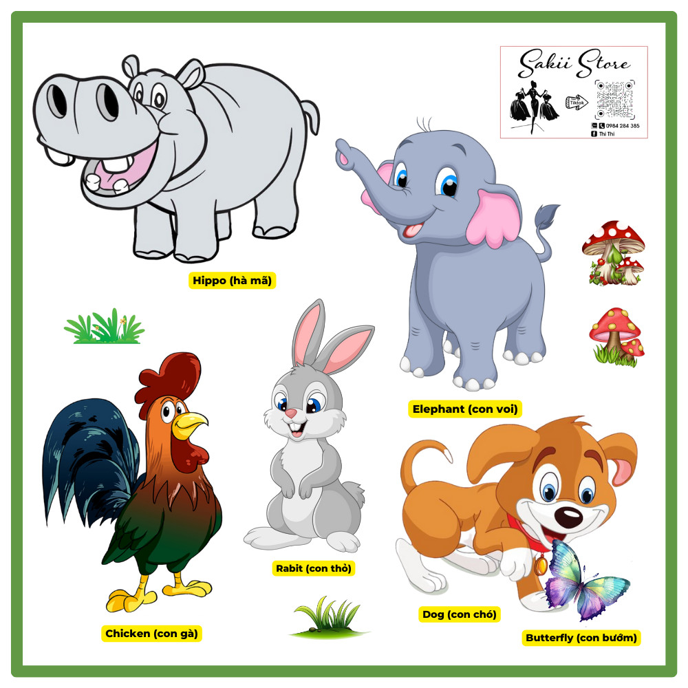 HÌNH ĐỘNG VẬT DECAL CHO BÉ