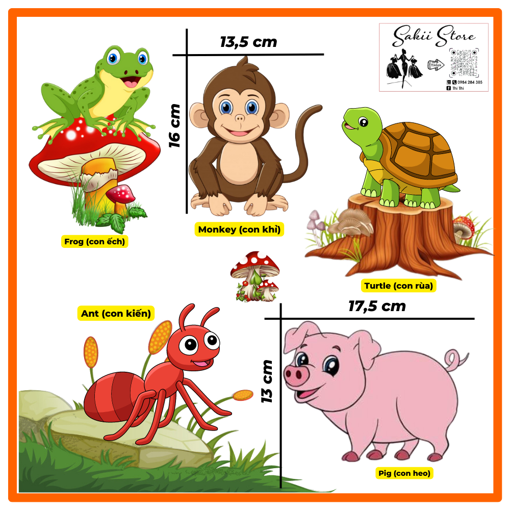 HÌNH ĐỘNG VẬT DECAL CHO BÉ