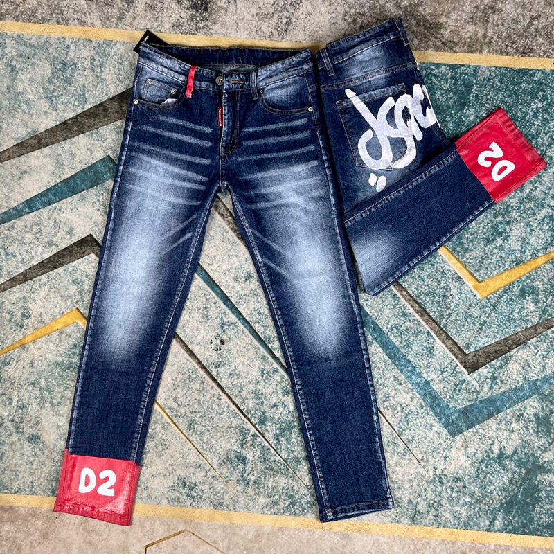 Quần Jeans Nam DSQ2 Sơn Gấu Đỏ 1964 - Quần Jeans Hot Trend In Chữ Siêu Đẹp