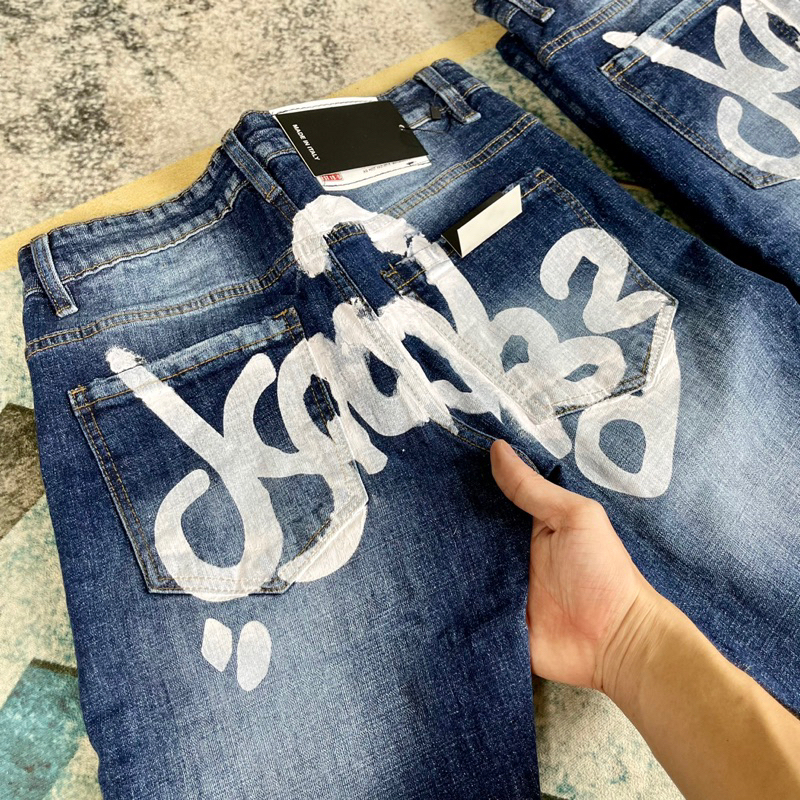 Quần Jeans Nam DSQ2 Sơn Gấu Đỏ 1964 - Quần Jeans Hot Trend In Chữ Siêu Đẹp