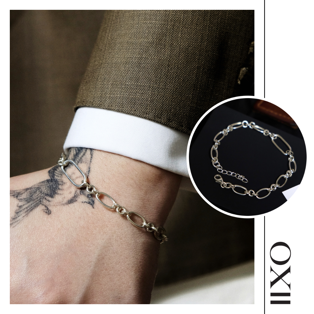 Vòng tay, lắc tay mắt xích - Bạc - Unisex nam nữ - IIXO STUDIO