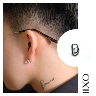 Khuyên tai bạc oval nam nữ - iixo studio