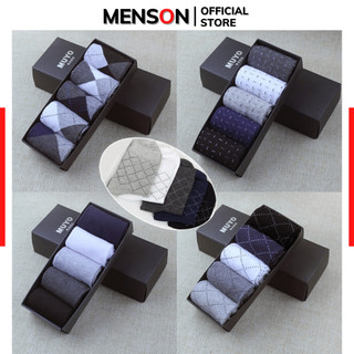 Tất nam cổ trung 5 đôi mùa đông khử mùi dày dặn MENSON TN06 Tất vớ nam công sở hộp quà tặng bạn trai