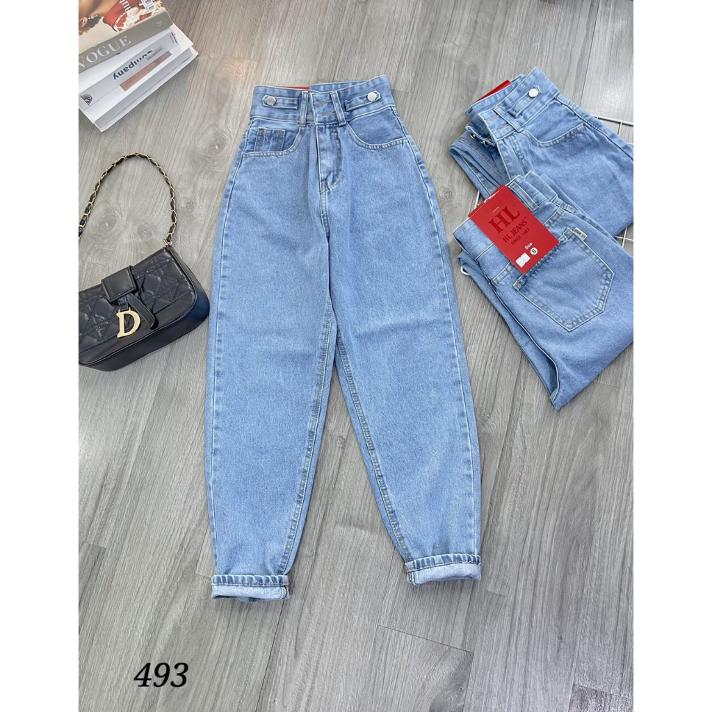 Quần Nữ Baggy Chất Bò Dáng Ôm Cạp Cao Hack Dáng Siêu Đỉnh