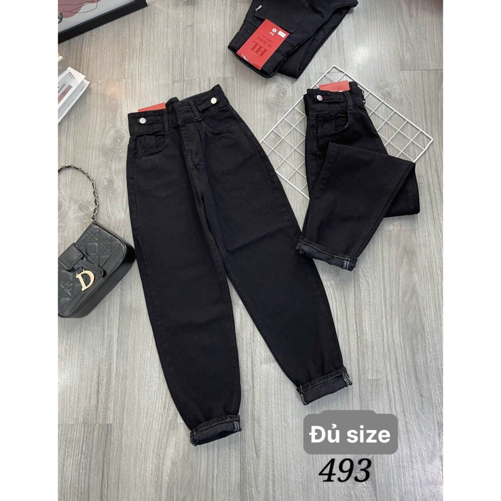 Quần Nữ Baggy Chất Bò Dáng Ôm Cạp Cao Hack Dáng Siêu Đỉnh