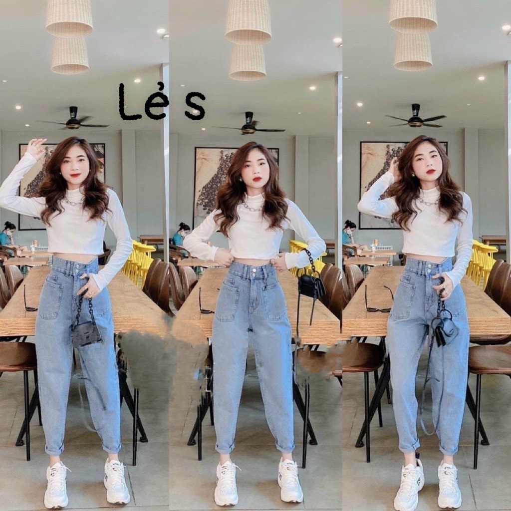 Quần Nữ Baggy Chất Bò Dáng Ôm Cạp Cao Hack Dáng Siêu Đỉnh