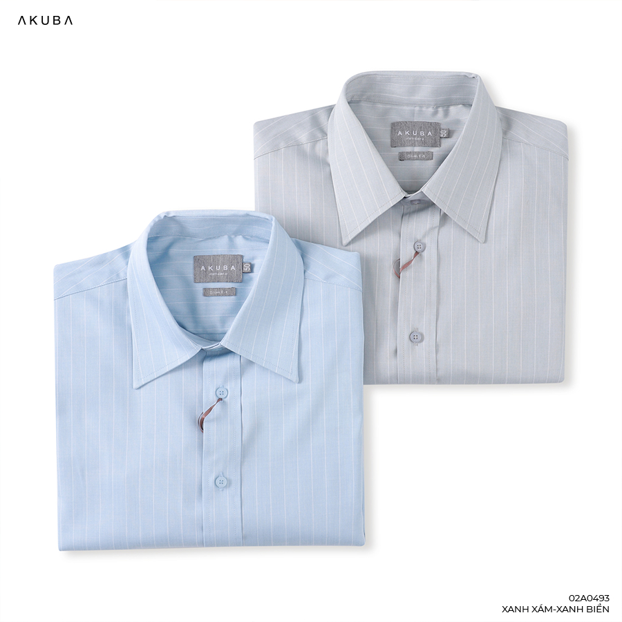 Áo sơ mi nam tay dài Akuba chất vải polyester, chất thun mềm cao cấp, mặc thoáng mát thấm hút mồ hôi tốt 02A0493